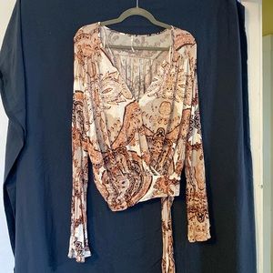 Free People cross over faux wrap shirt